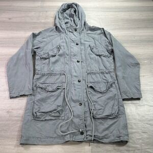 American Eagle Outfitters Jacket Womens Small Gray Hood Field Utility Parka Coat